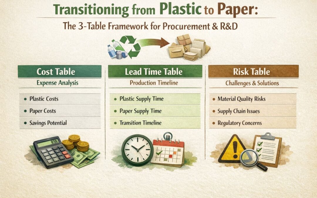 Transitioning from Plastic to Paper: The 3-Table Framework for Procurement & R&D (Cost, Lead Time, Risk)